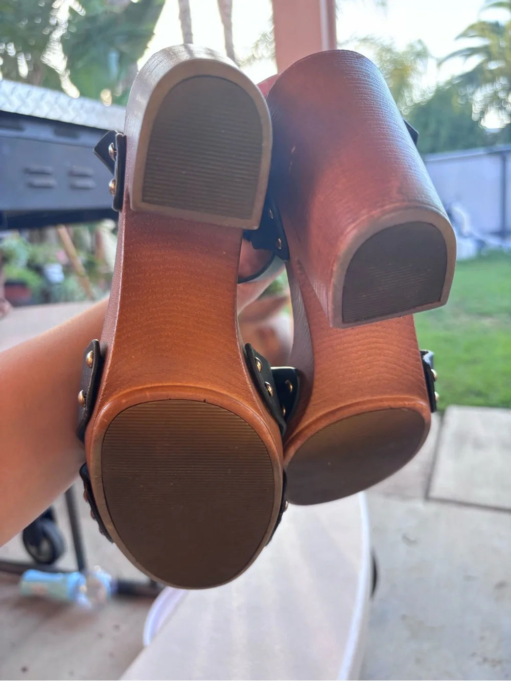 Women's Black Leather Platform Sandals with Ankle Buckle